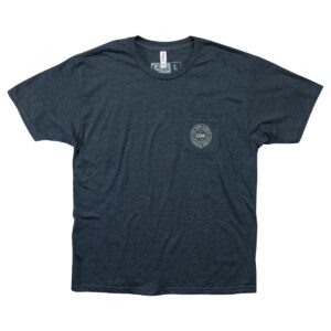 Shirt Tee Nvy Heather W/Case Seal Front Pocket & Knife/Mtns Back Sm Un